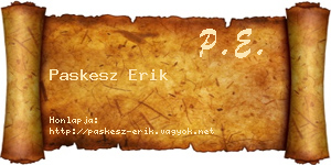 Paskesz Erik névjegykártya